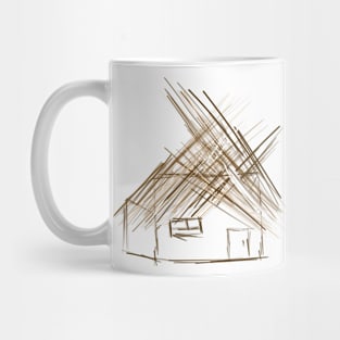 Ukrainian house with a thatched roof. Mazanka Mug